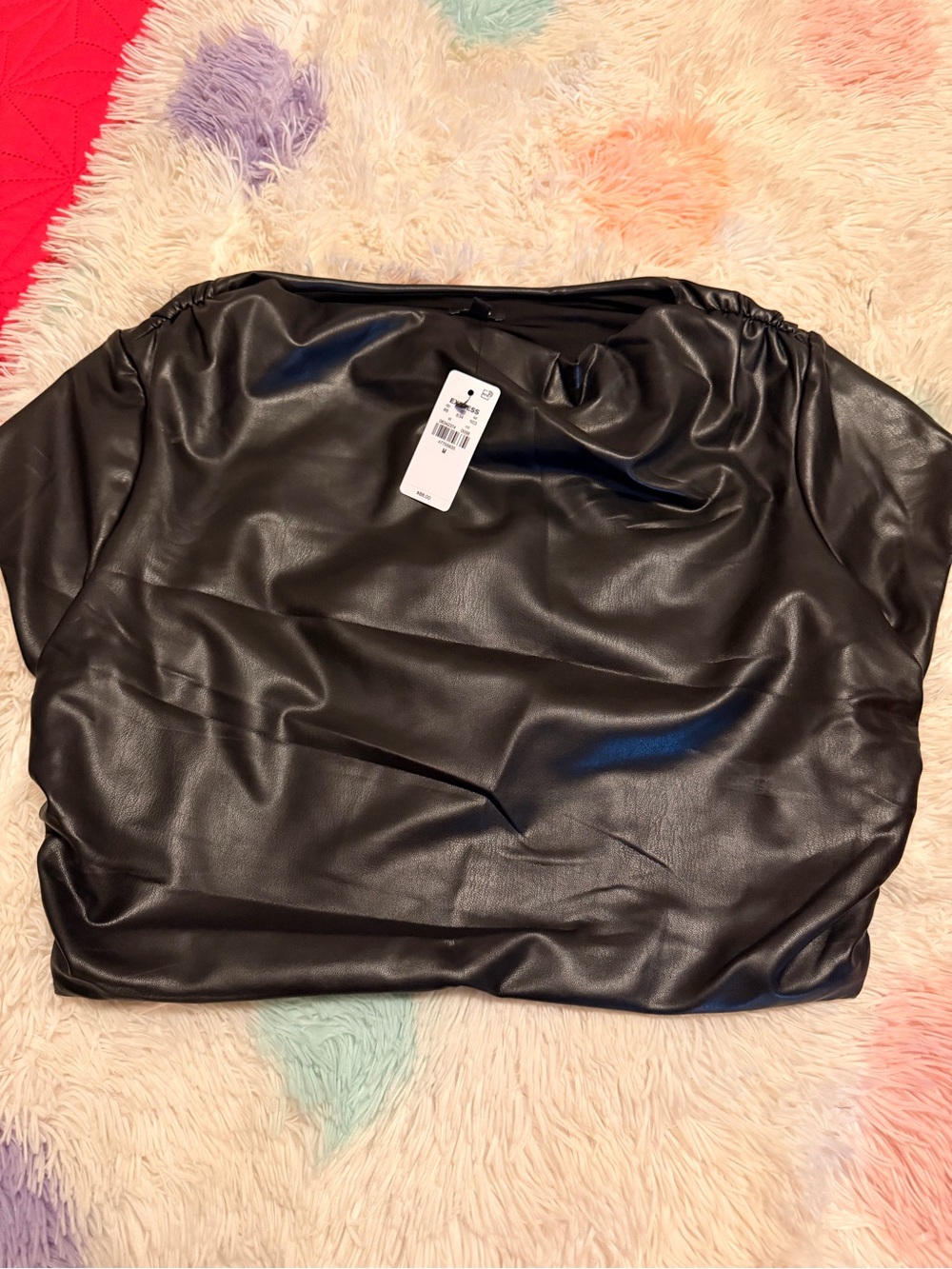 Express Black Faux Leather Crop Top